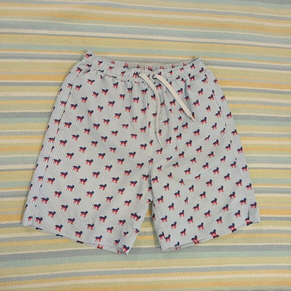 ⭐ Southern Proper Patriotic Dog Print Swim Trunks Shorts Size Small - Picture 1 of 8